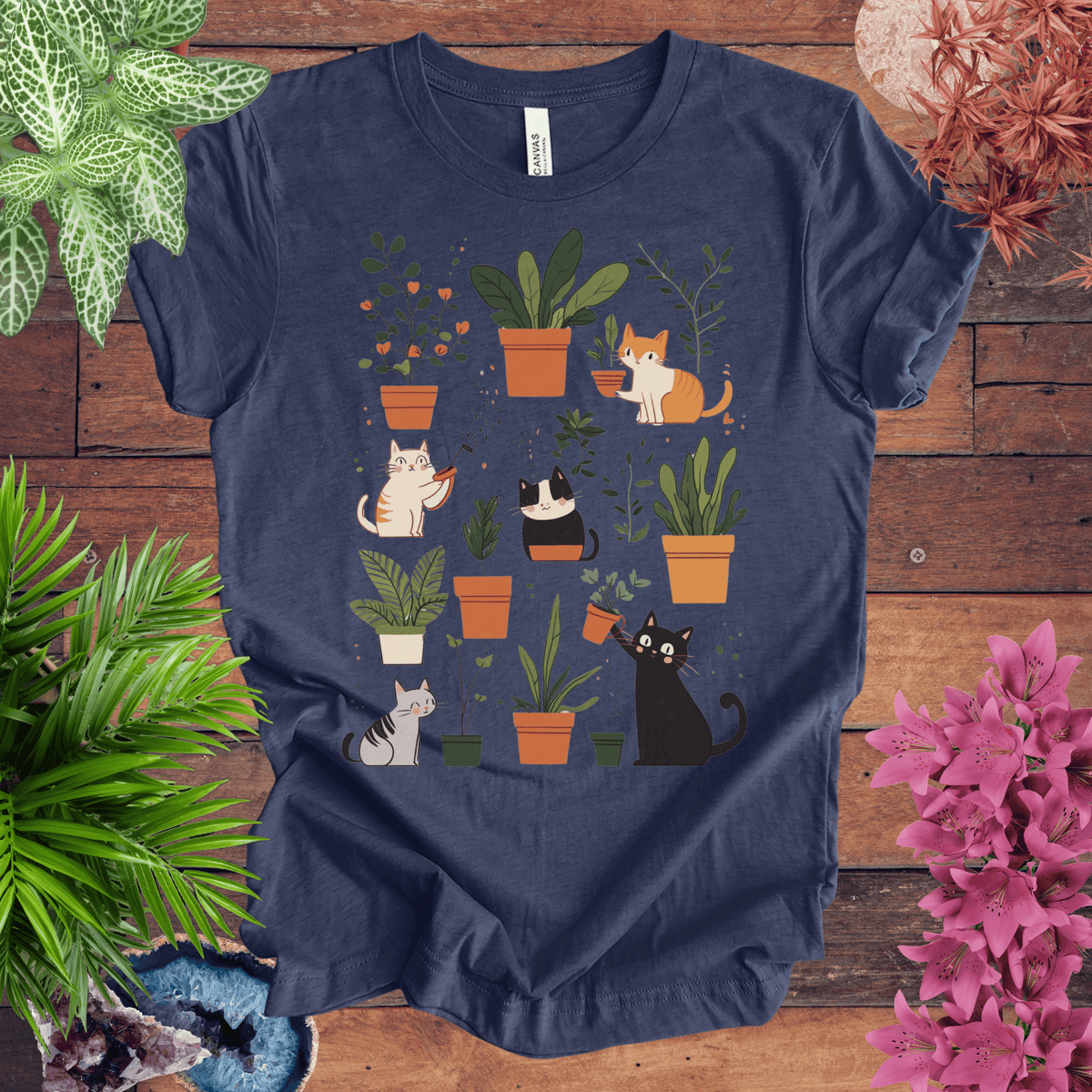 Kittens Tending Their Garden T-Shirt Gift For Plant Lover