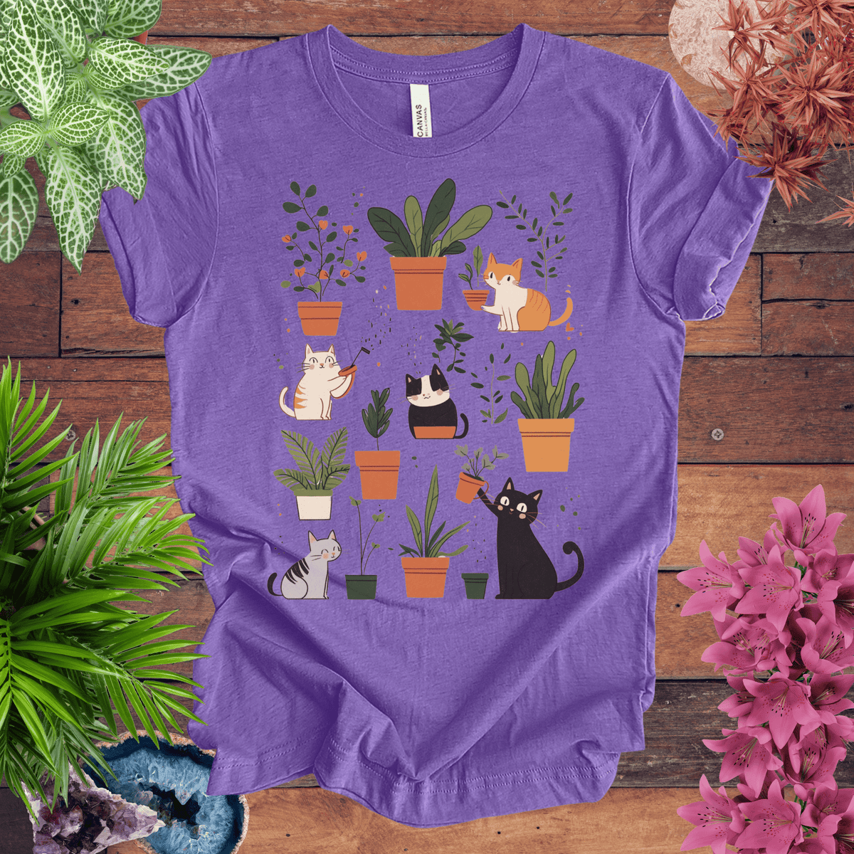 Kittens Tending Their Garden T-Shirt Gift For Plant Lover