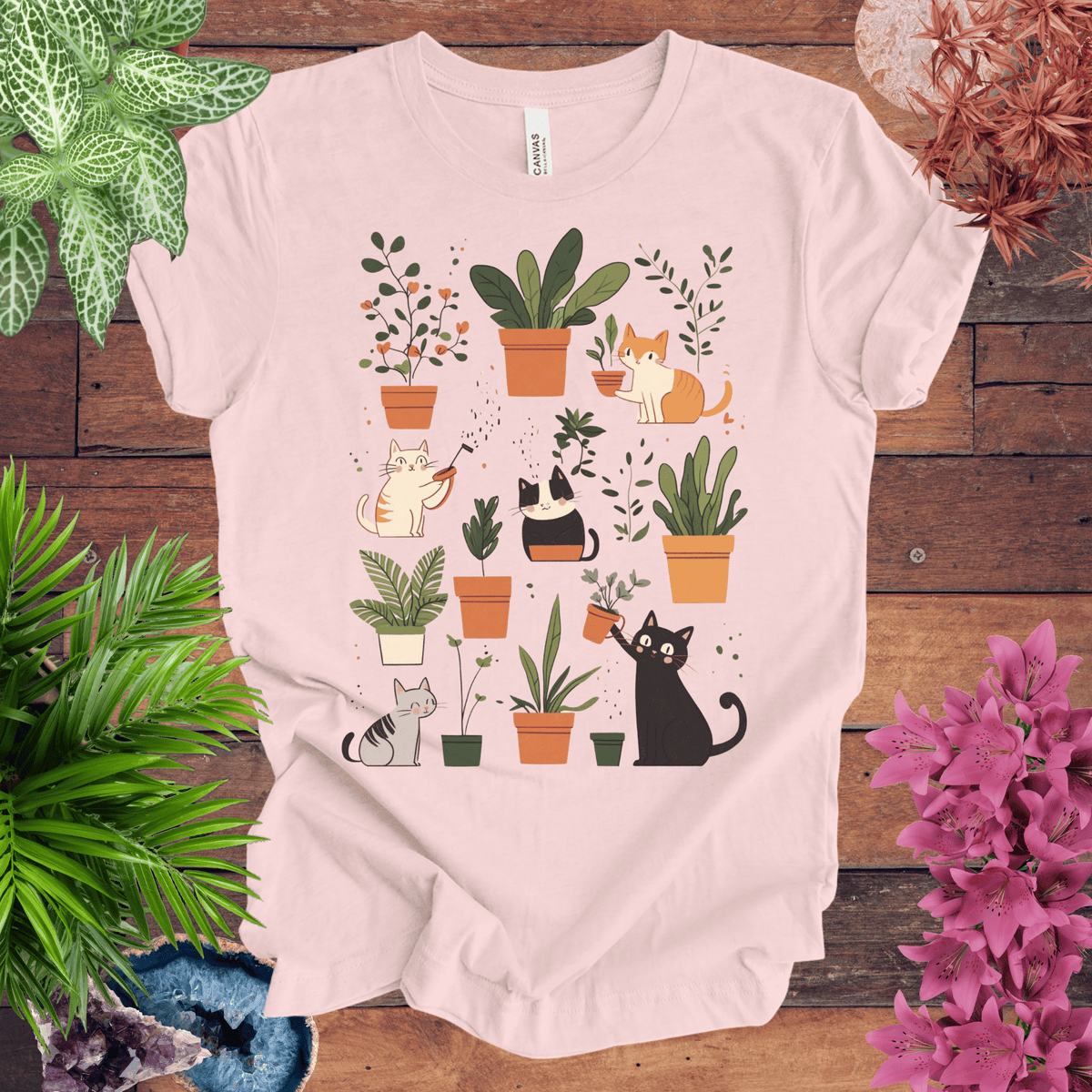 Kittens Tending Their Garden T-Shirt Gift For Plant Lover