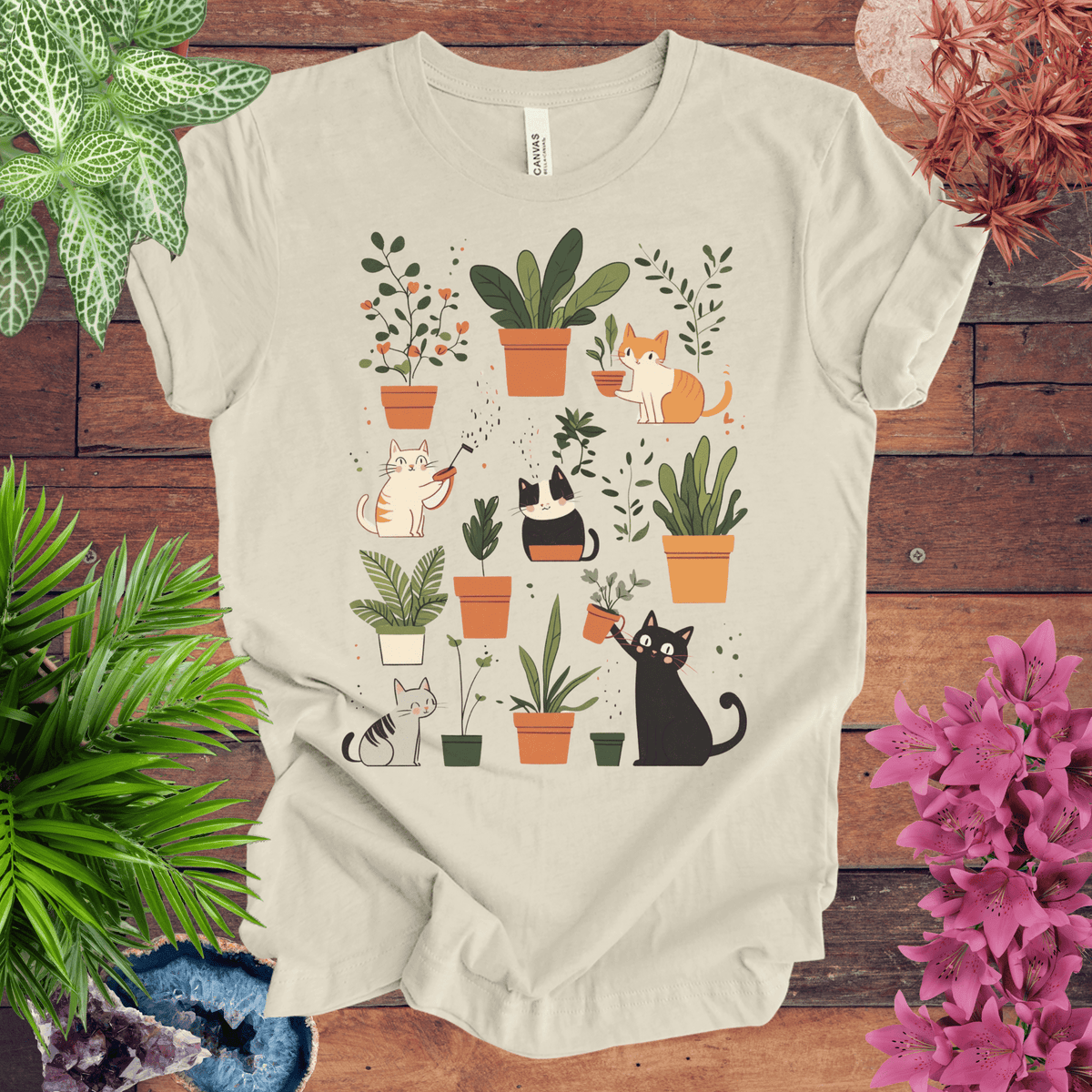 Kittens Tending Their Garden T-Shirt Gift For Plant Lover