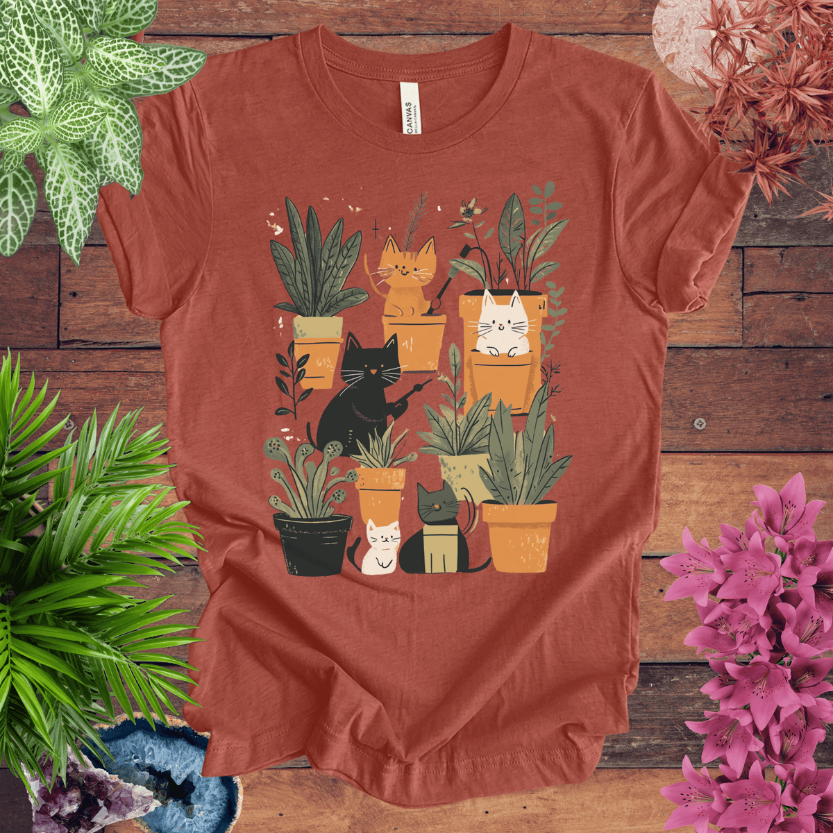 Feline Green Thumb T-Shirt Gift For Plant Lover