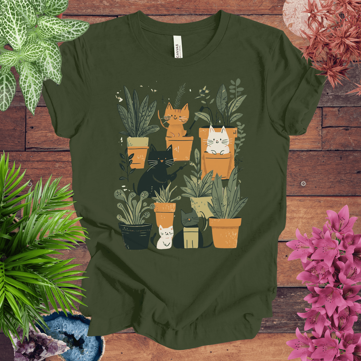 Feline Green Thumb T-Shirt Gift For Plant Lover