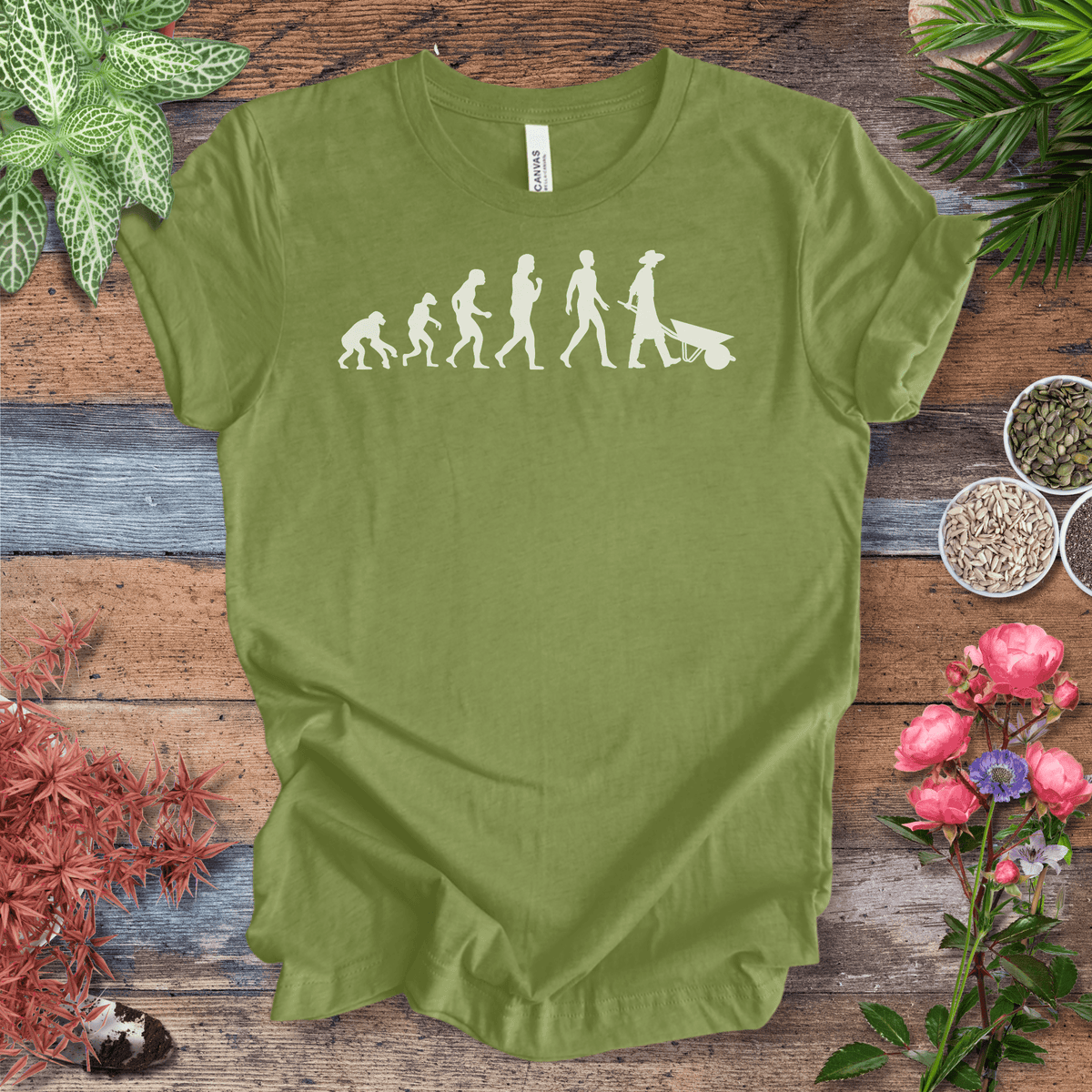 Evolution of a Gardener (Wheelbarrow) | Fun Gardening Tee Gift For Plant Lover