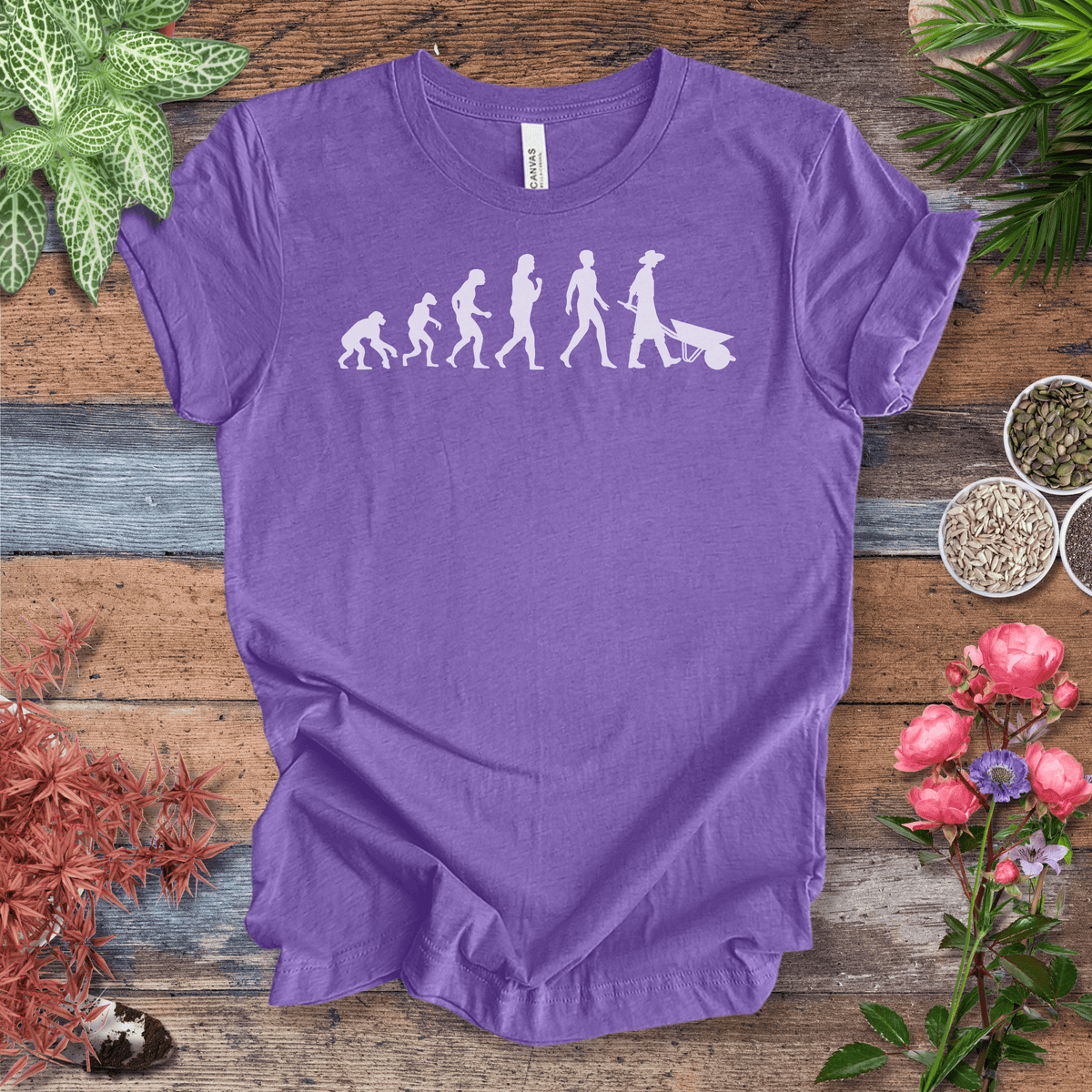 Evolution of a Gardener (Wheelbarrow) | Fun Gardening Tee Gift For Plant Lover