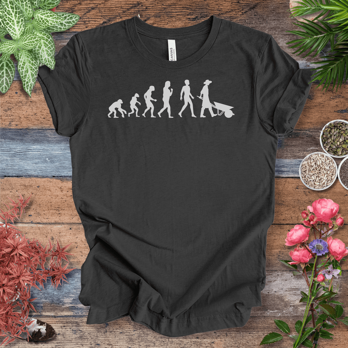 Evolution of a Gardener (Wheelbarrow) | Fun Gardening Tee Gift For Plant Lover