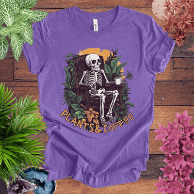 Plants & Coffee Skeleton T-Shirt Gift For Plant Lover