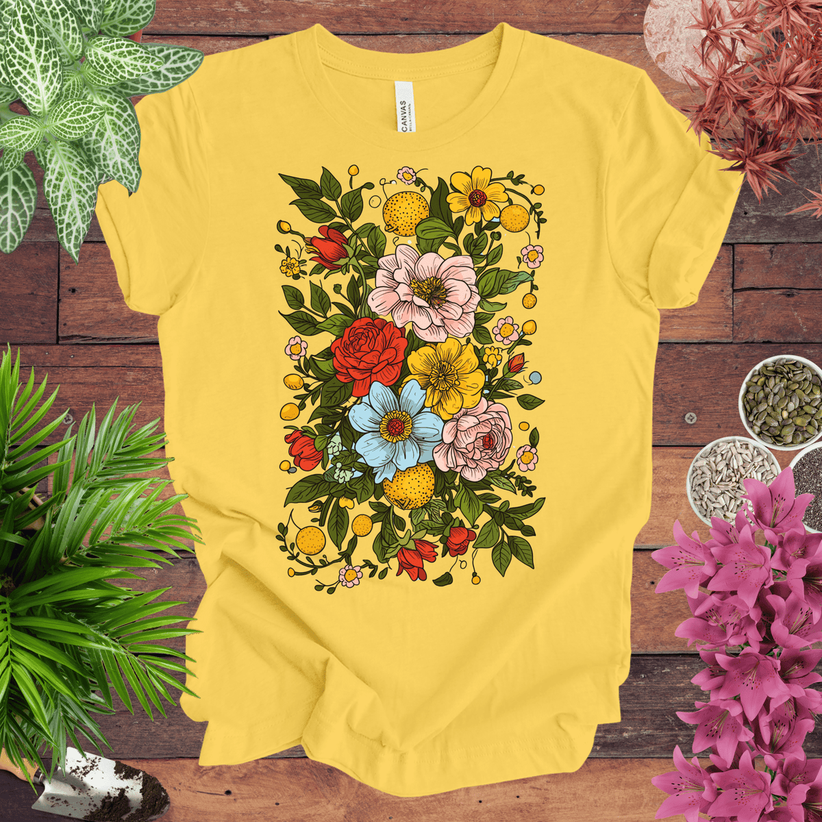Bold Floral Citrus T-Shirt Gift For Plant Lover