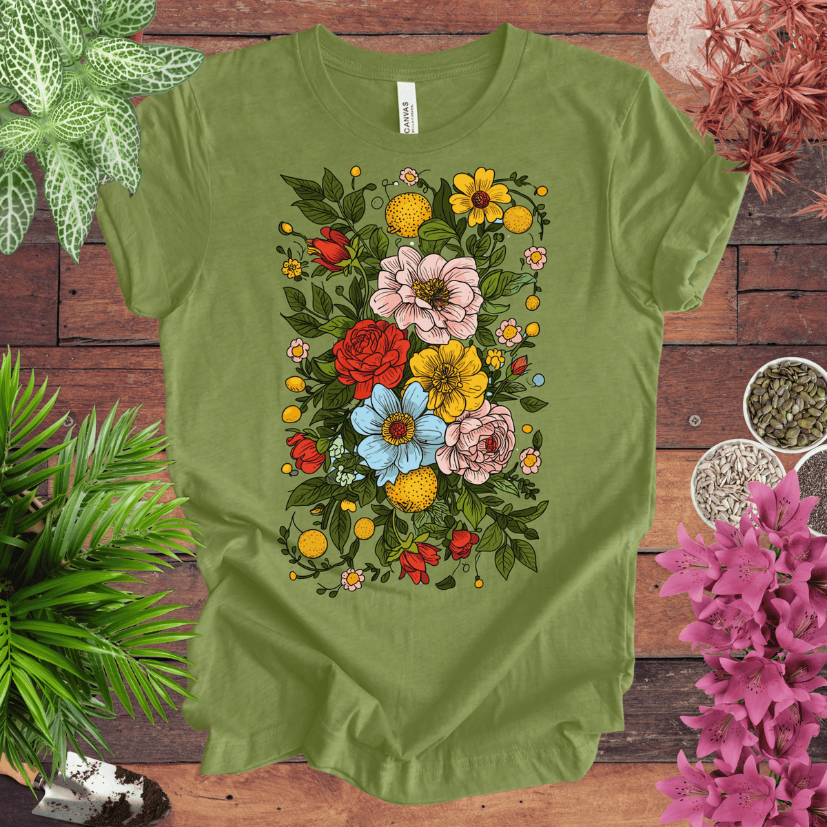 Bold Floral Citrus T-Shirt Gift For Plant Lover