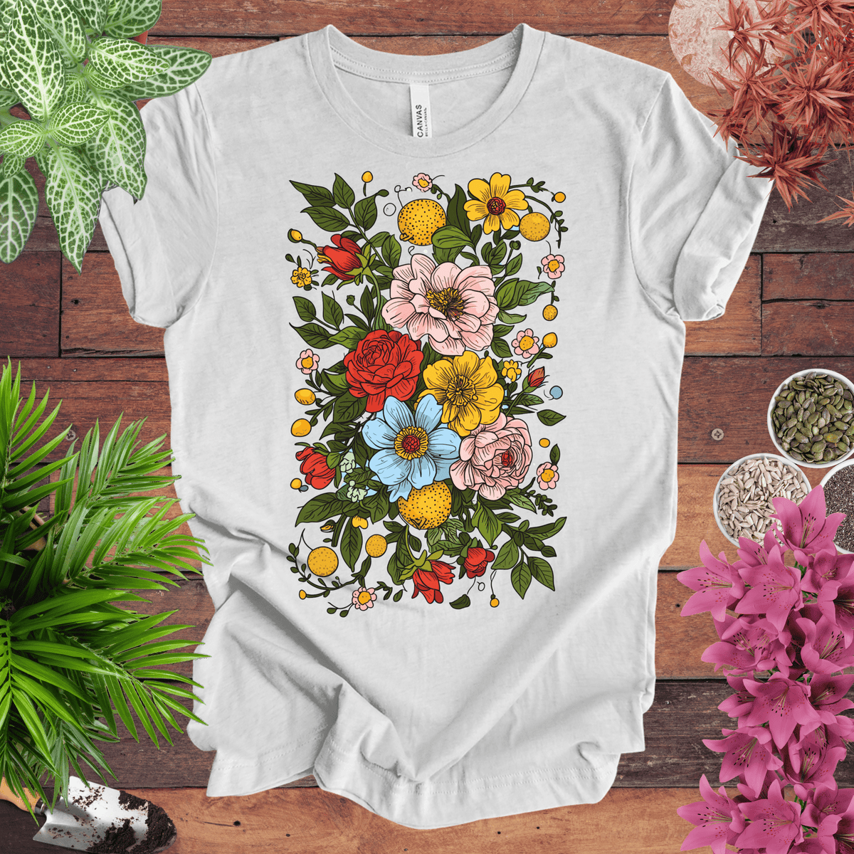 Bold Floral Citrus T-Shirt Gift For Plant Lover