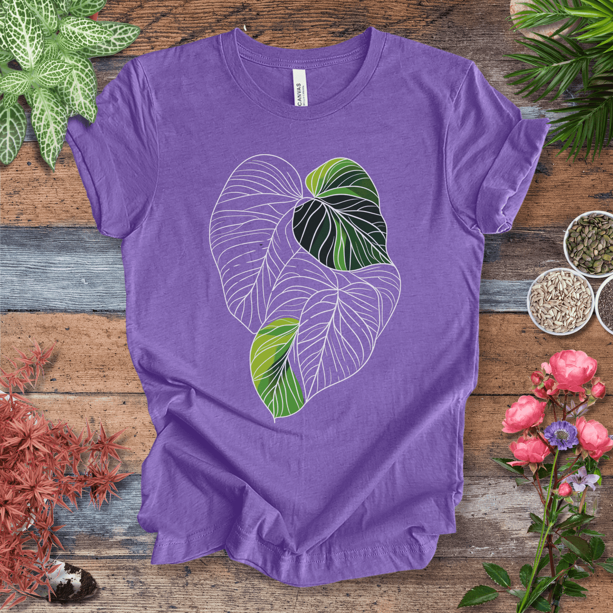 Abstract Green Monstera Leaf T-Shirt Gift For Plant Lover