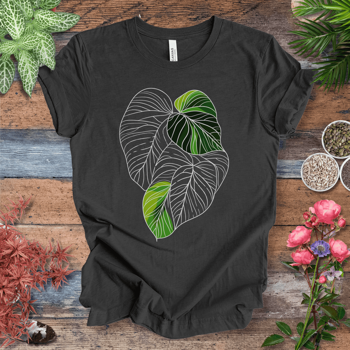 Abstract Green Monstera Leaf T-Shirt Gift For Plant Lover