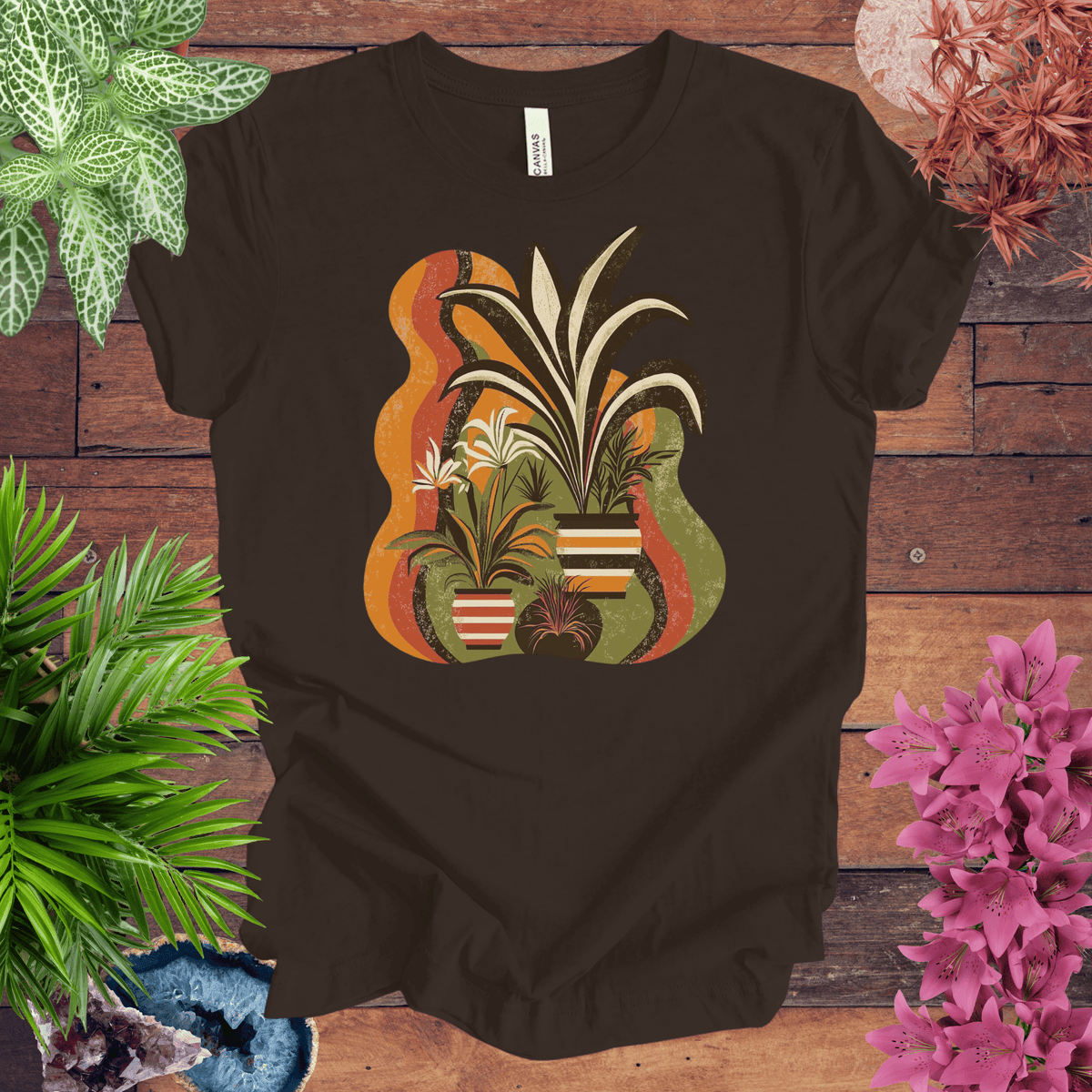 Retro Tropical Plant Waves T-Shirt Gift For Plant Lover