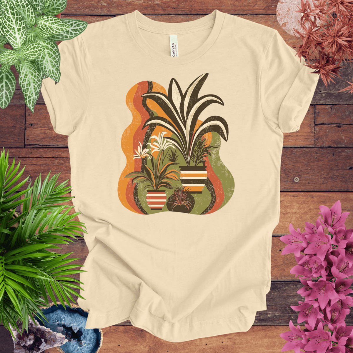 Retro Tropical Plant Waves T-Shirt Gift For Plant Lover