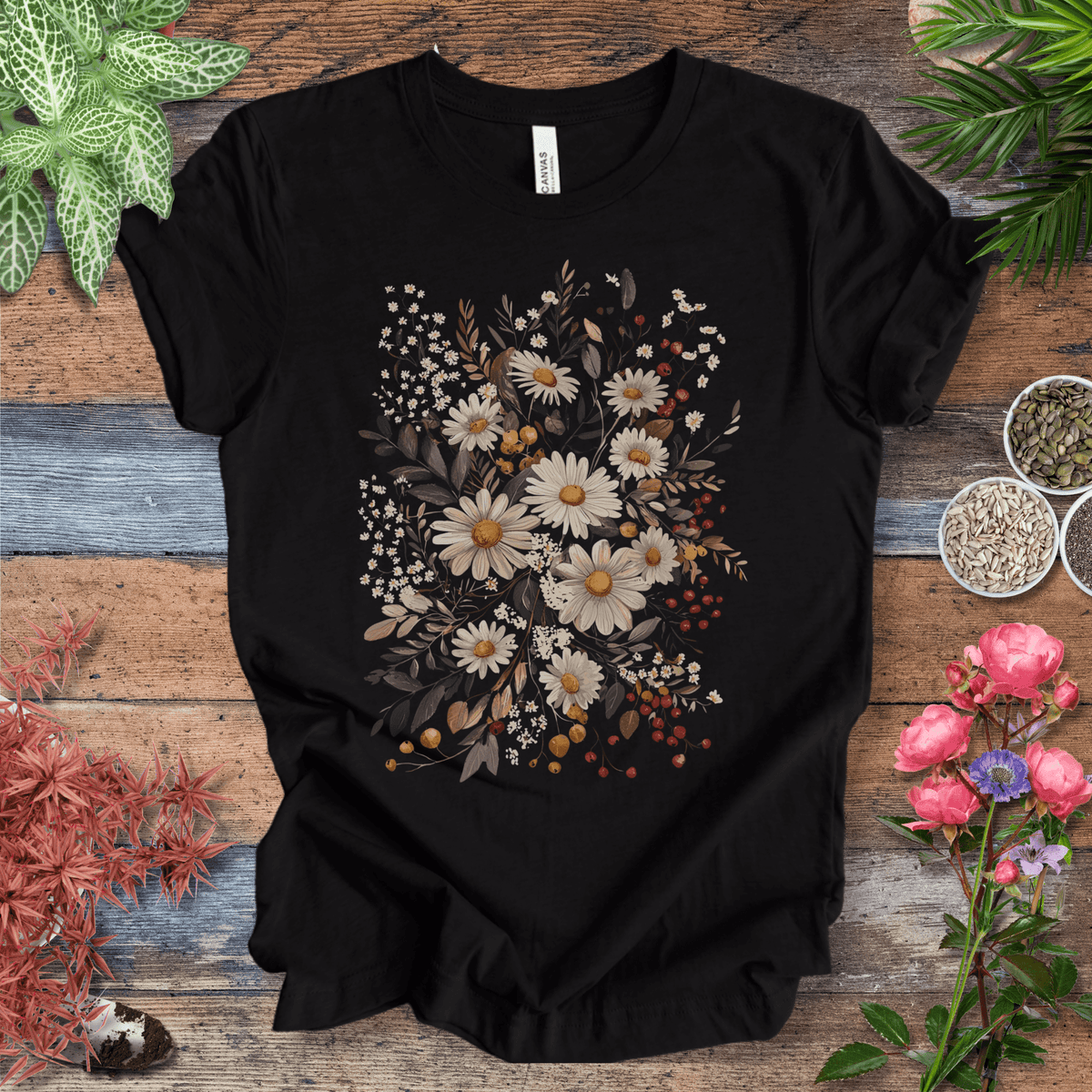 Rustic Daisy Bouquet Vintage T-Shirt Gift For Plant Lover