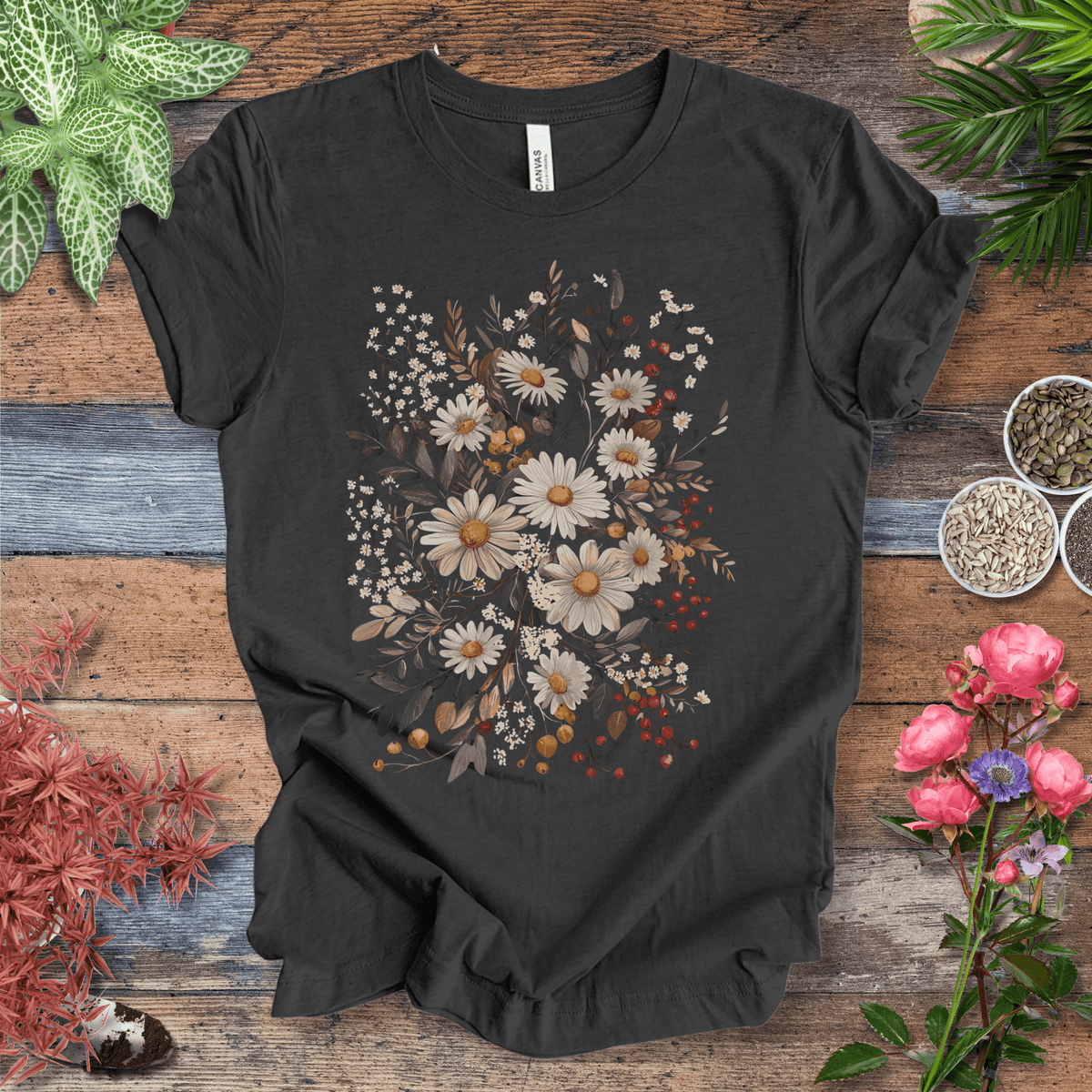 Rustic Daisy Bouquet Vintage T-Shirt Gift For Plant Lover