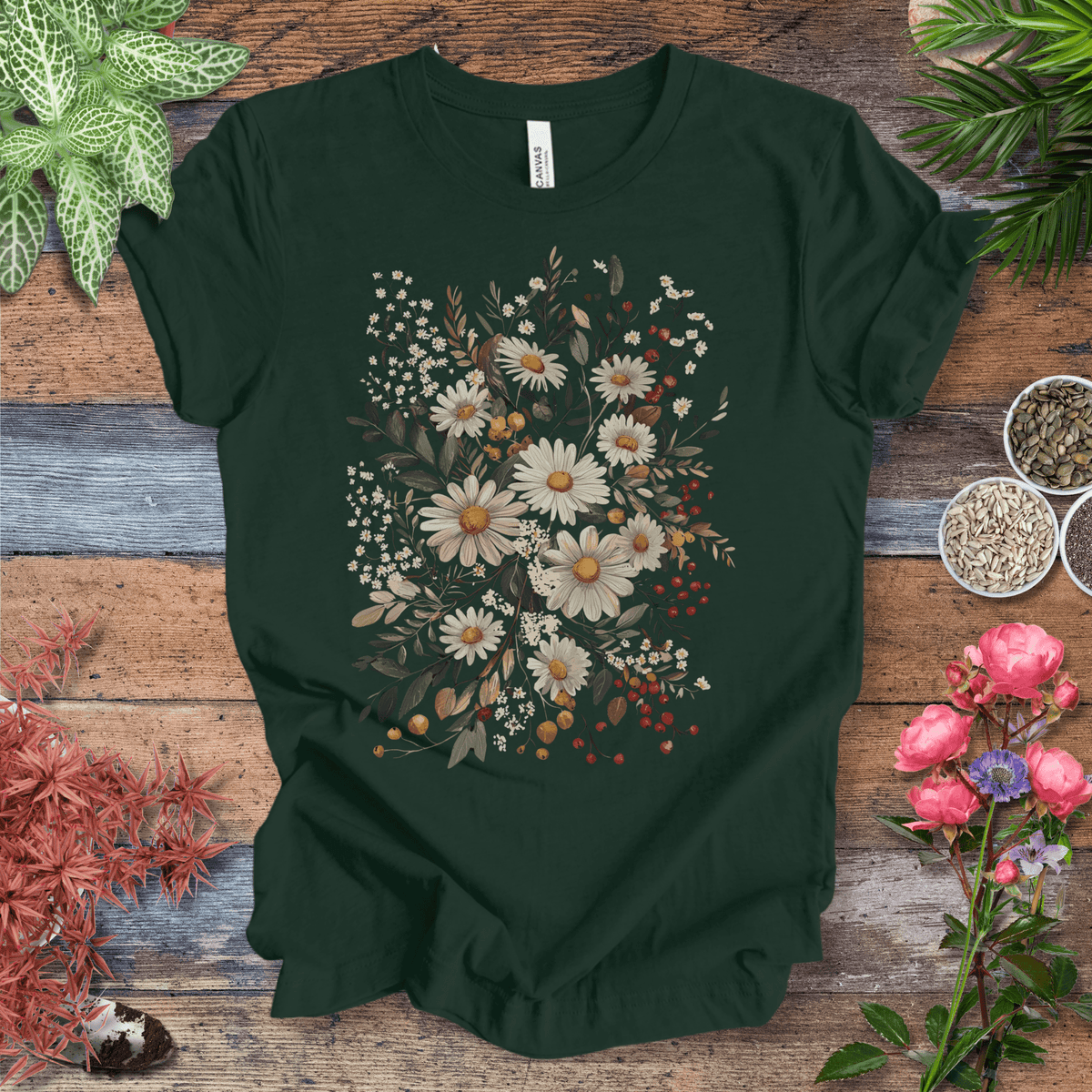 Rustic Daisy Bouquet Vintage T-Shirt Gift For Plant Lover