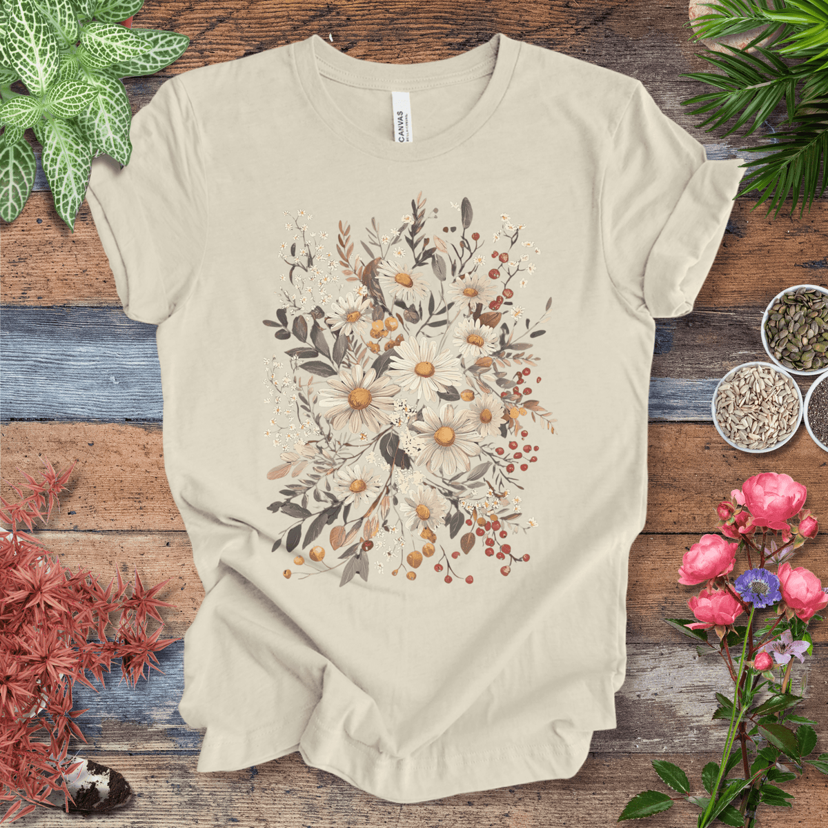 Rustic Daisy Bouquet Vintage T-Shirt Gift For Plant Lover