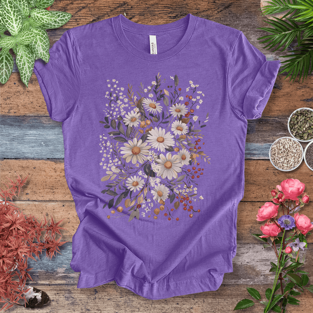 Rustic Daisy Bouquet Vintage T-Shirt Gift For Plant Lover