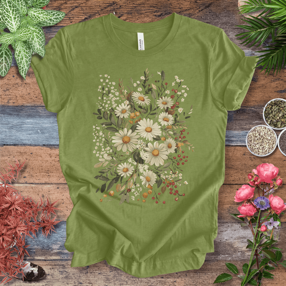 Rustic Daisy Bouquet Vintage T-Shirt Gift For Plant Lover