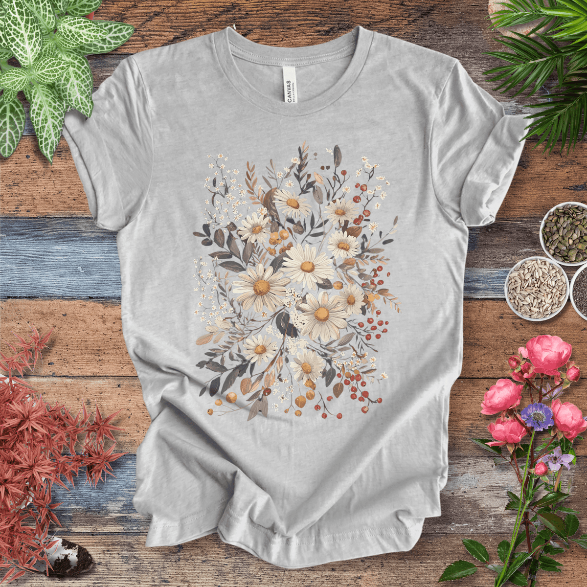 Rustic Daisy Bouquet Vintage T-Shirt Gift For Plant Lover