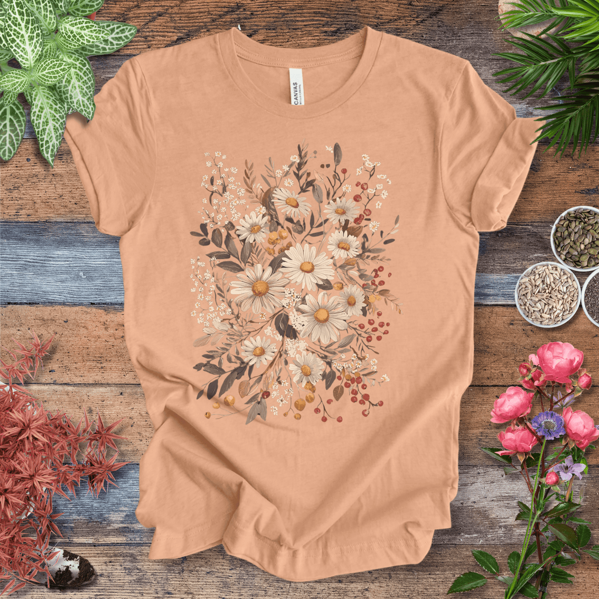 Rustic Daisy Bouquet Vintage T-Shirt Gift For Plant Lover
