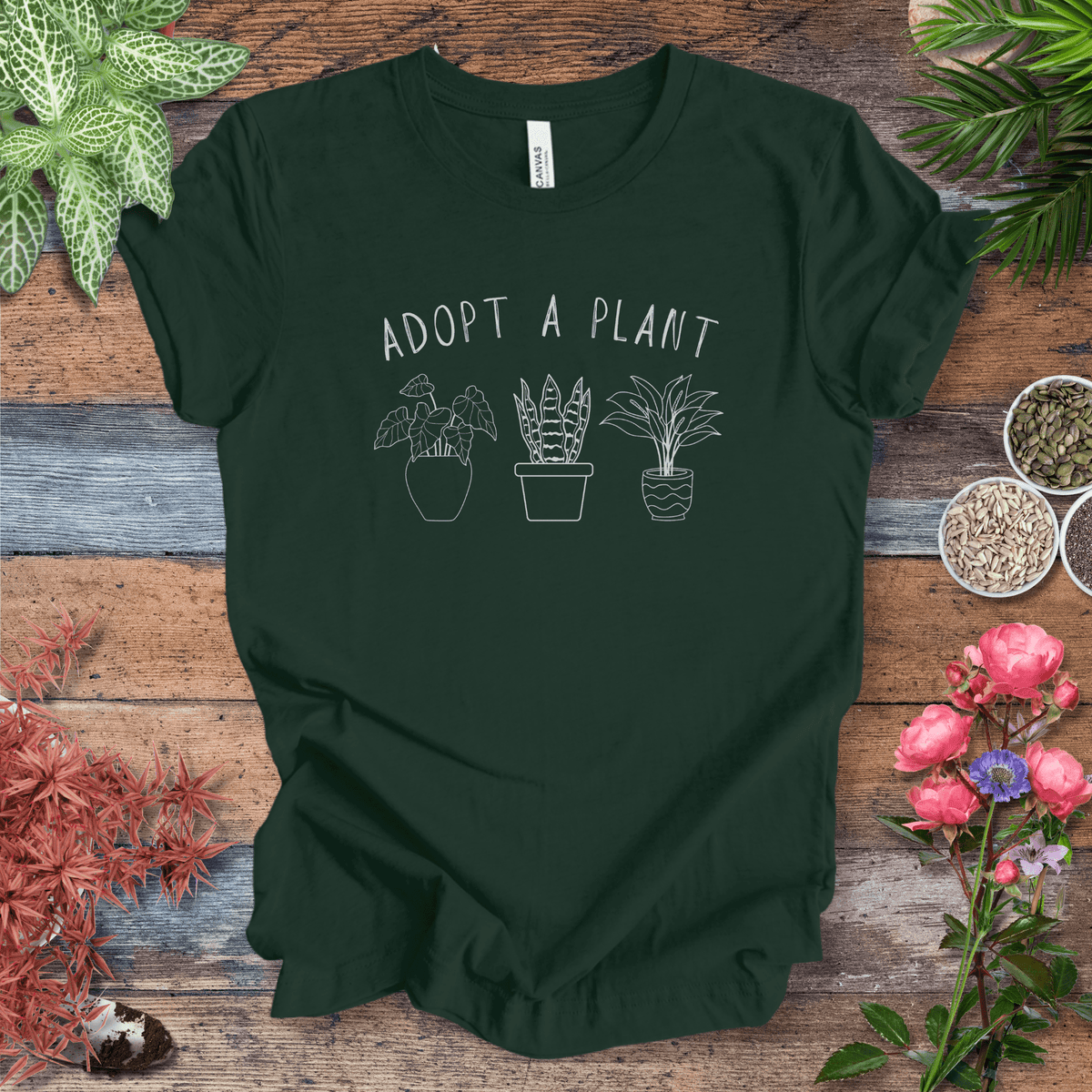 Adopt A Plant T-Shirt Gift For Plant Lover