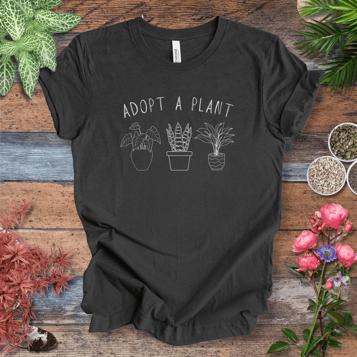 Adopt A Plant T-Shirt Gift For Plant Lover