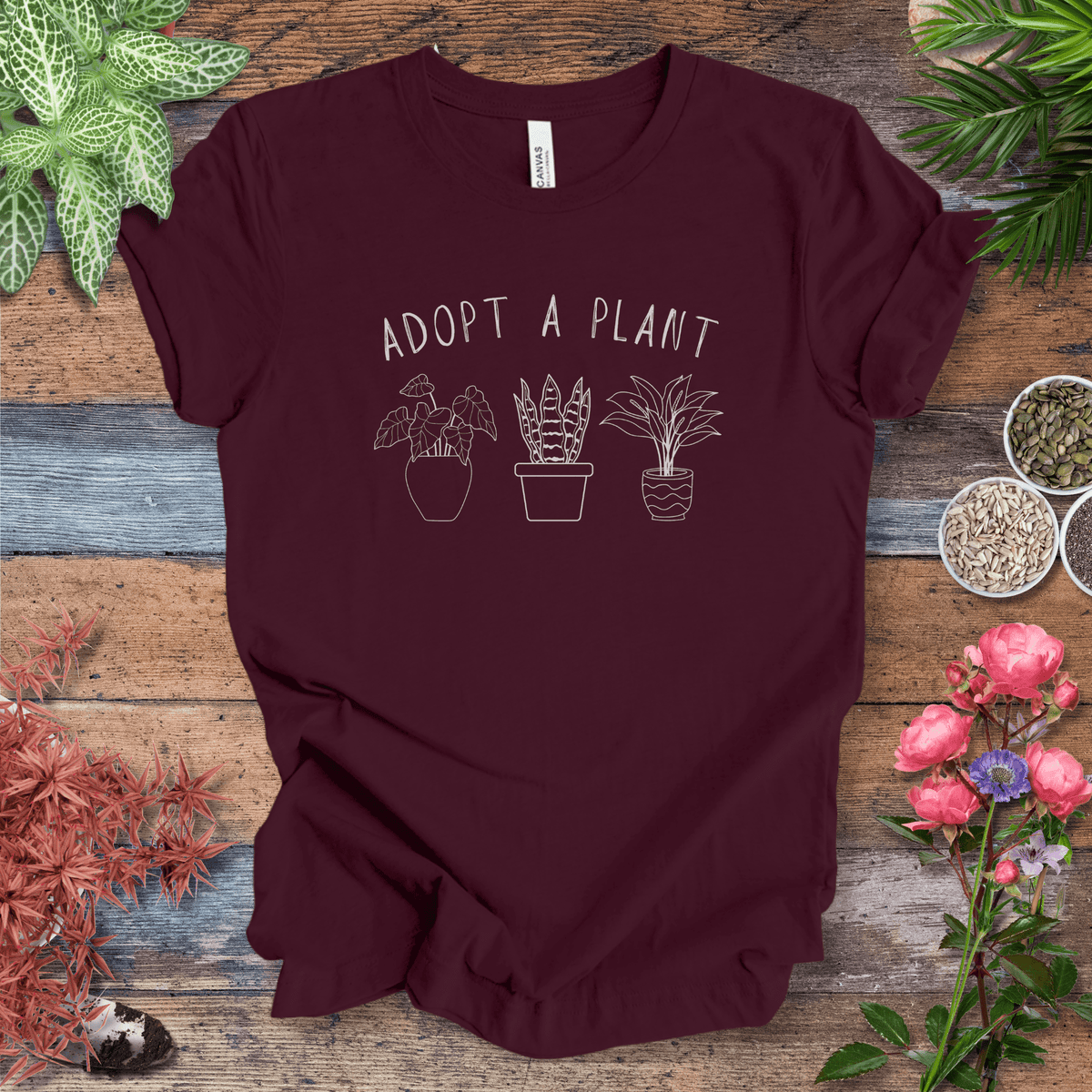 Adopt A Plant T-Shirt Gift For Plant Lover