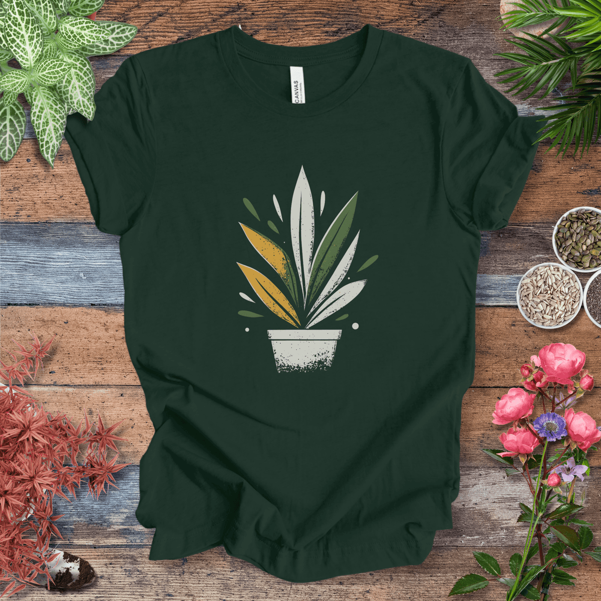 Retro Potted Plant T-Shirt Gift For Plant Lover
