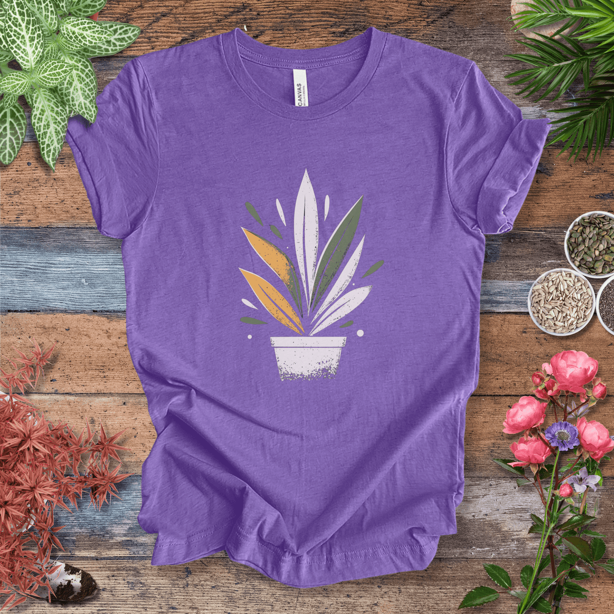 Retro Potted Plant T-Shirt Gift For Plant Lover