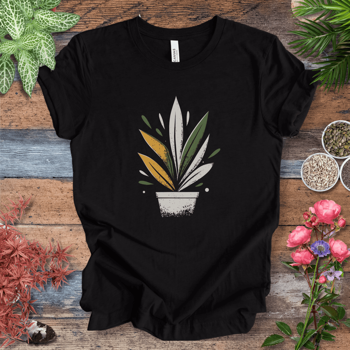 Retro Potted Plant T-Shirt Gift For Plant Lover