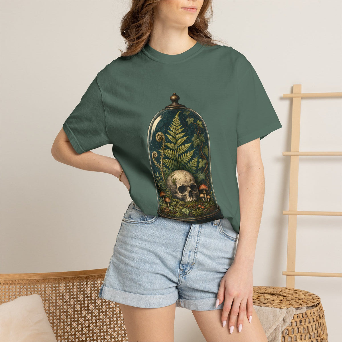 Skull Terrarium Fern T-Shirt - Gothic Houseplant Art Gift For Plant Lover