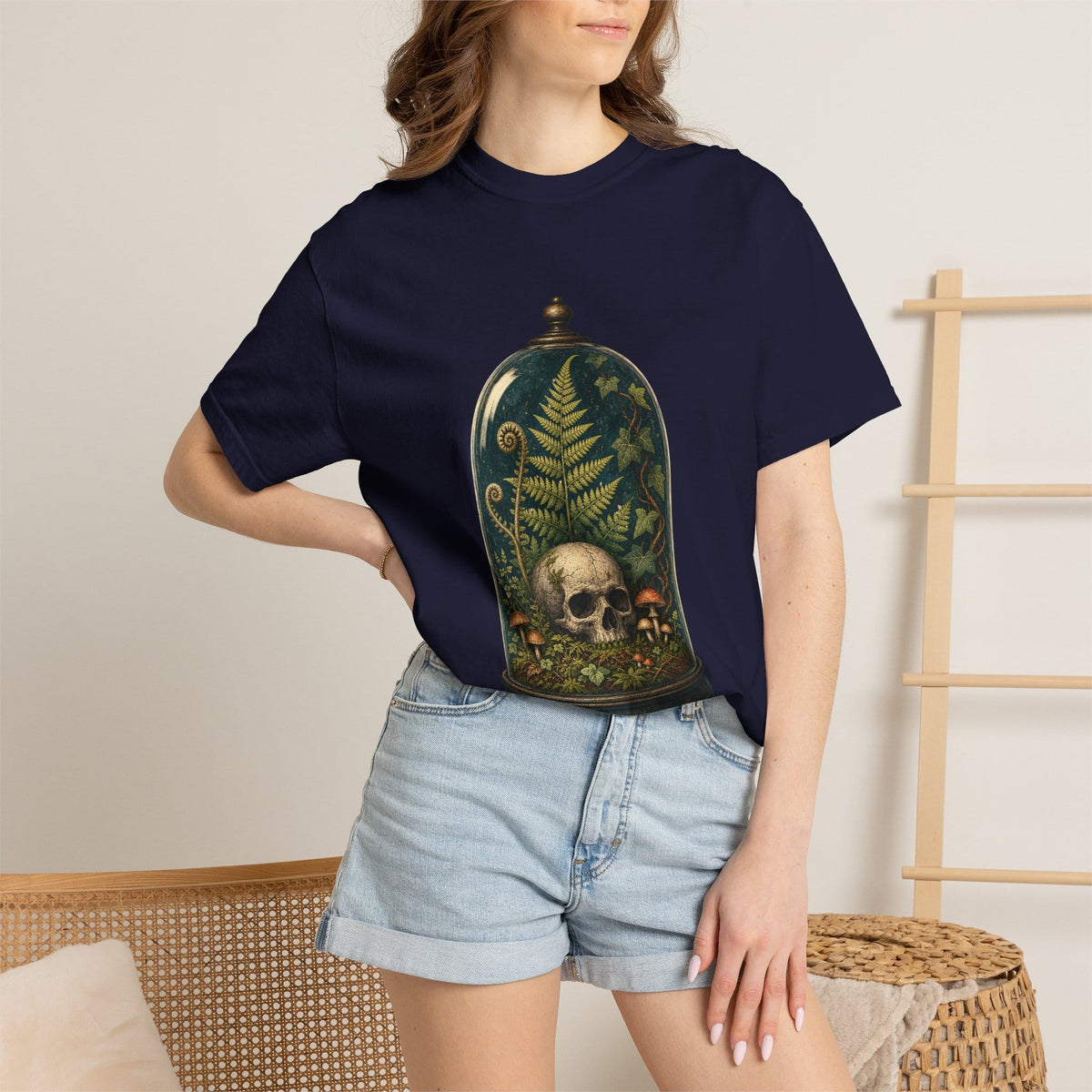 Skull Terrarium Fern T-Shirt - Gothic Houseplant Art Gift For Plant Lover