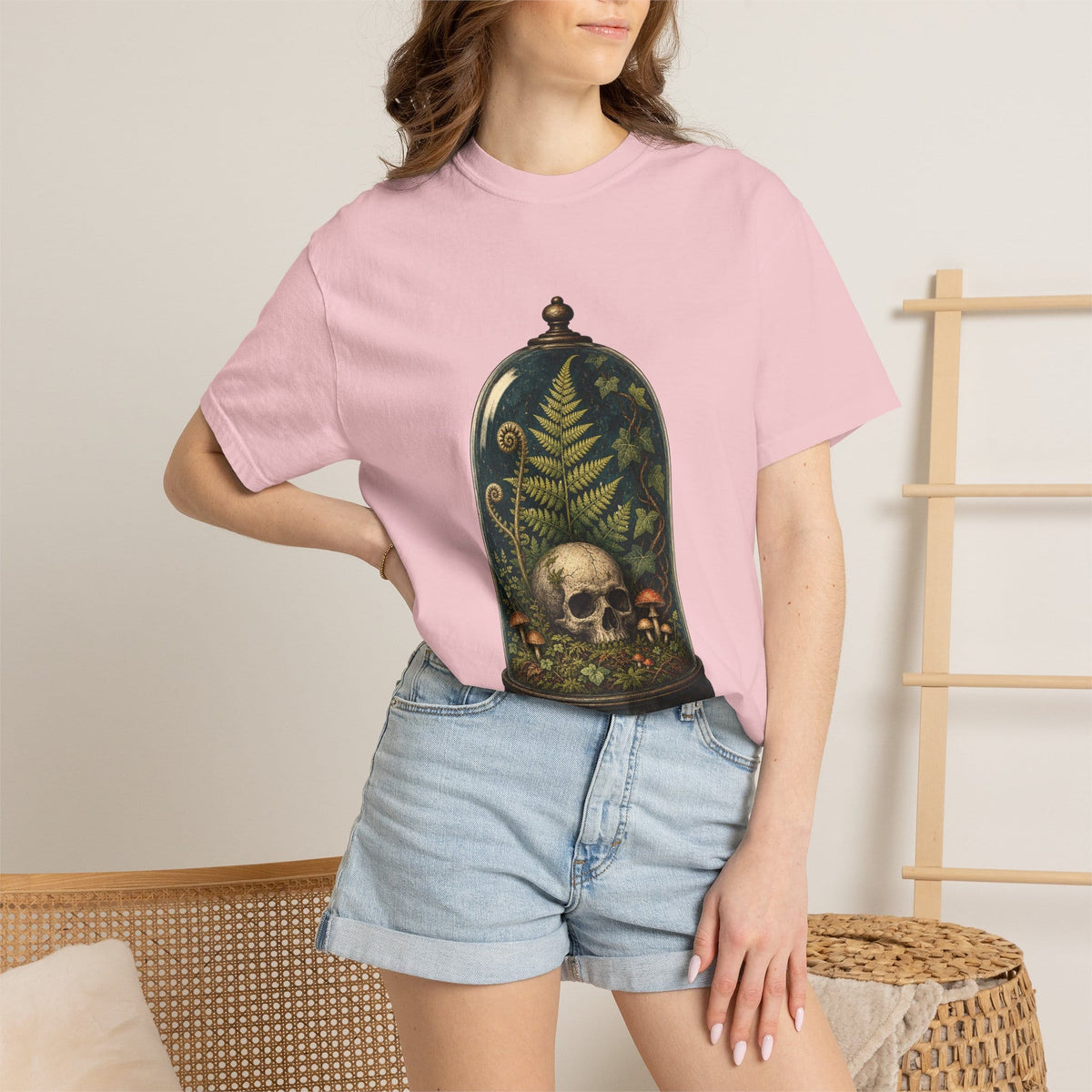 Skull Terrarium Fern T-Shirt - Gothic Houseplant Art Gift For Plant Lover
