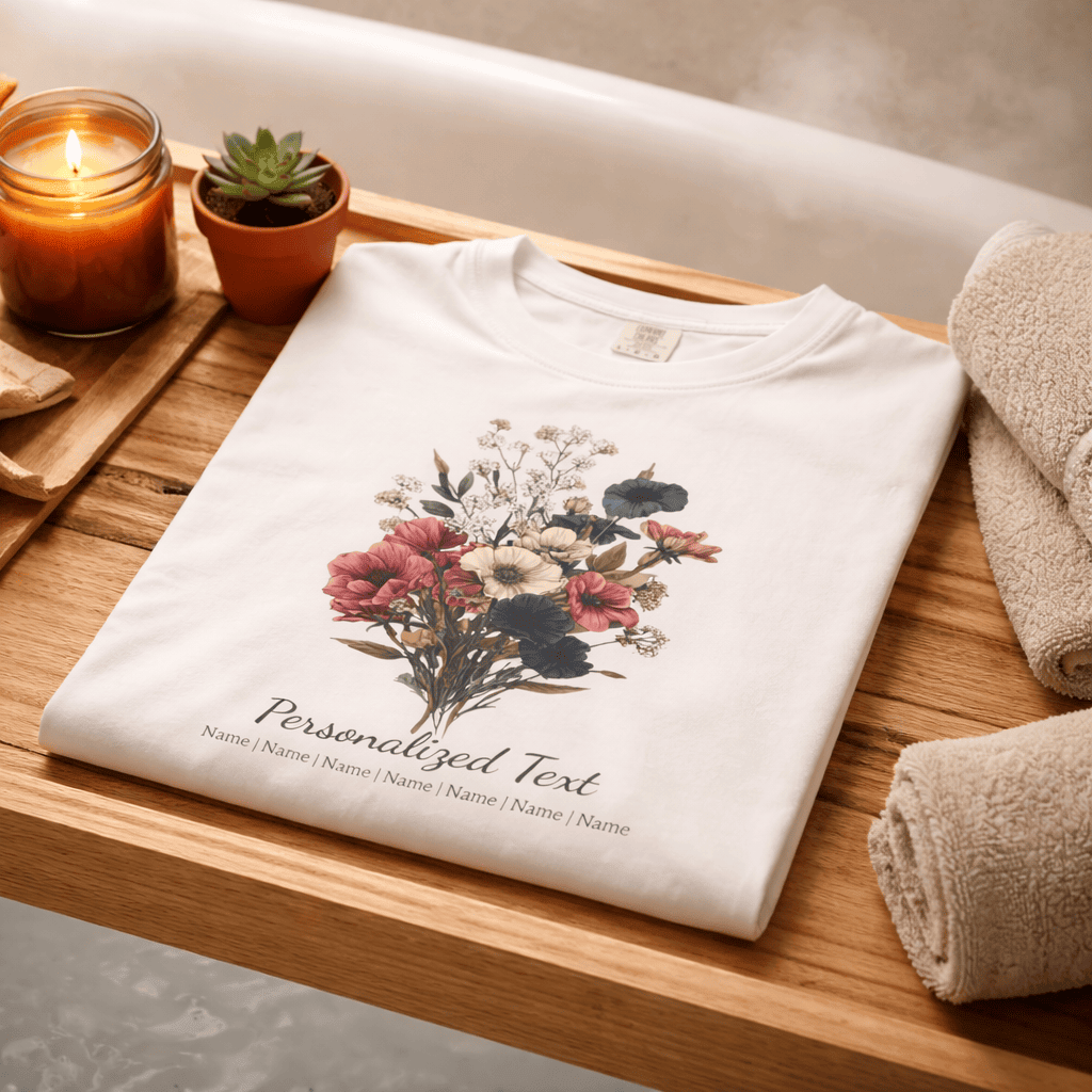 Personalized Gardening T-Shirt – Custom Garden Bouquet Gift for Plant Lovers Gift For Plant Lover