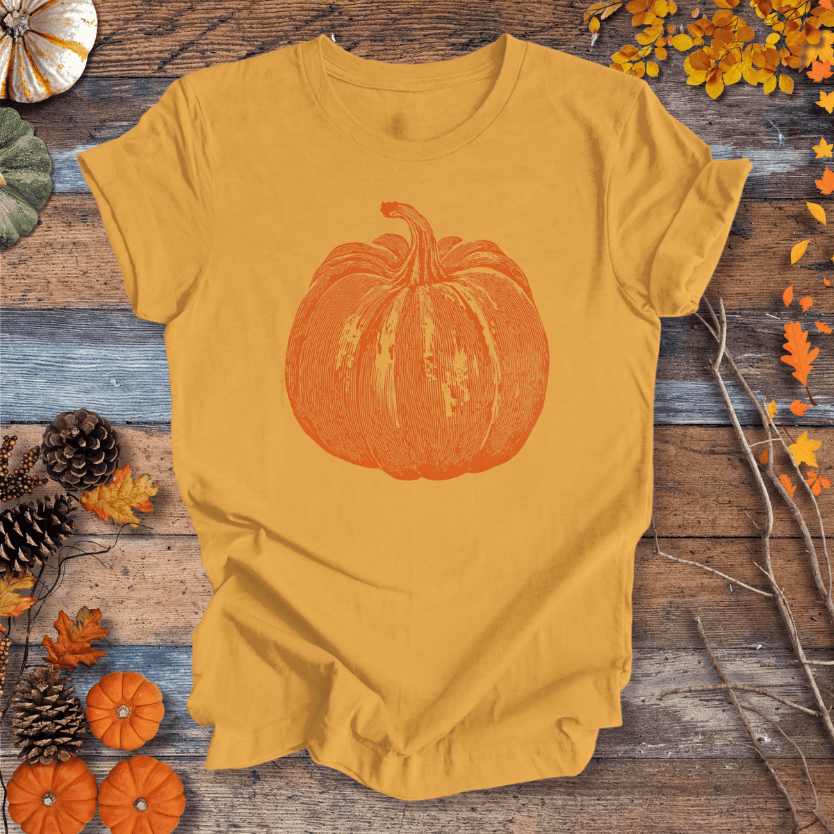 Pumpkin Vibes Fall T-Shirt – Vintage Autumn Graphic | Unisex Cotton Gift For Plant Lover