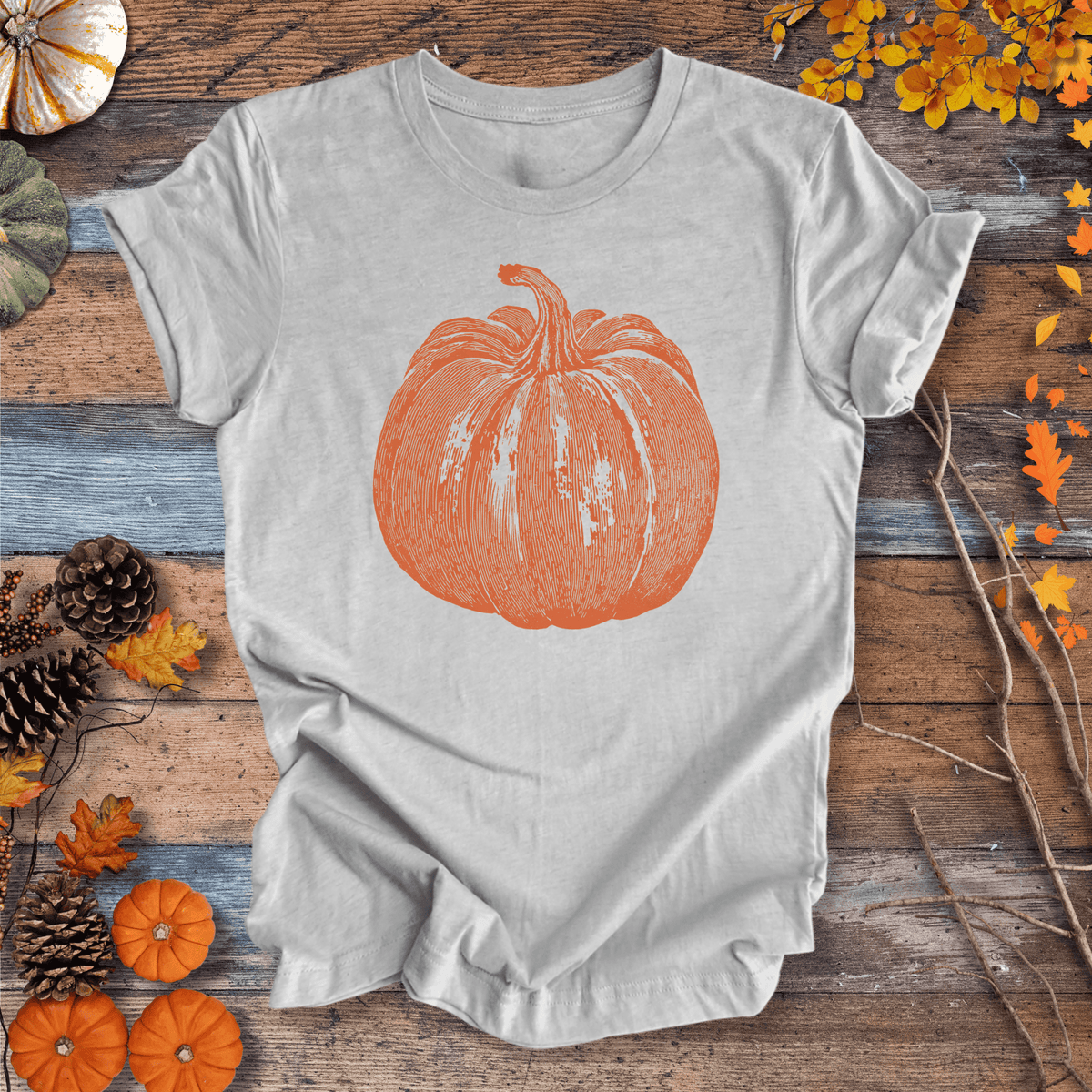 Pumpkin Vibes Fall T-Shirt – Vintage Autumn Graphic | Unisex Cotton Gift For Plant Lover