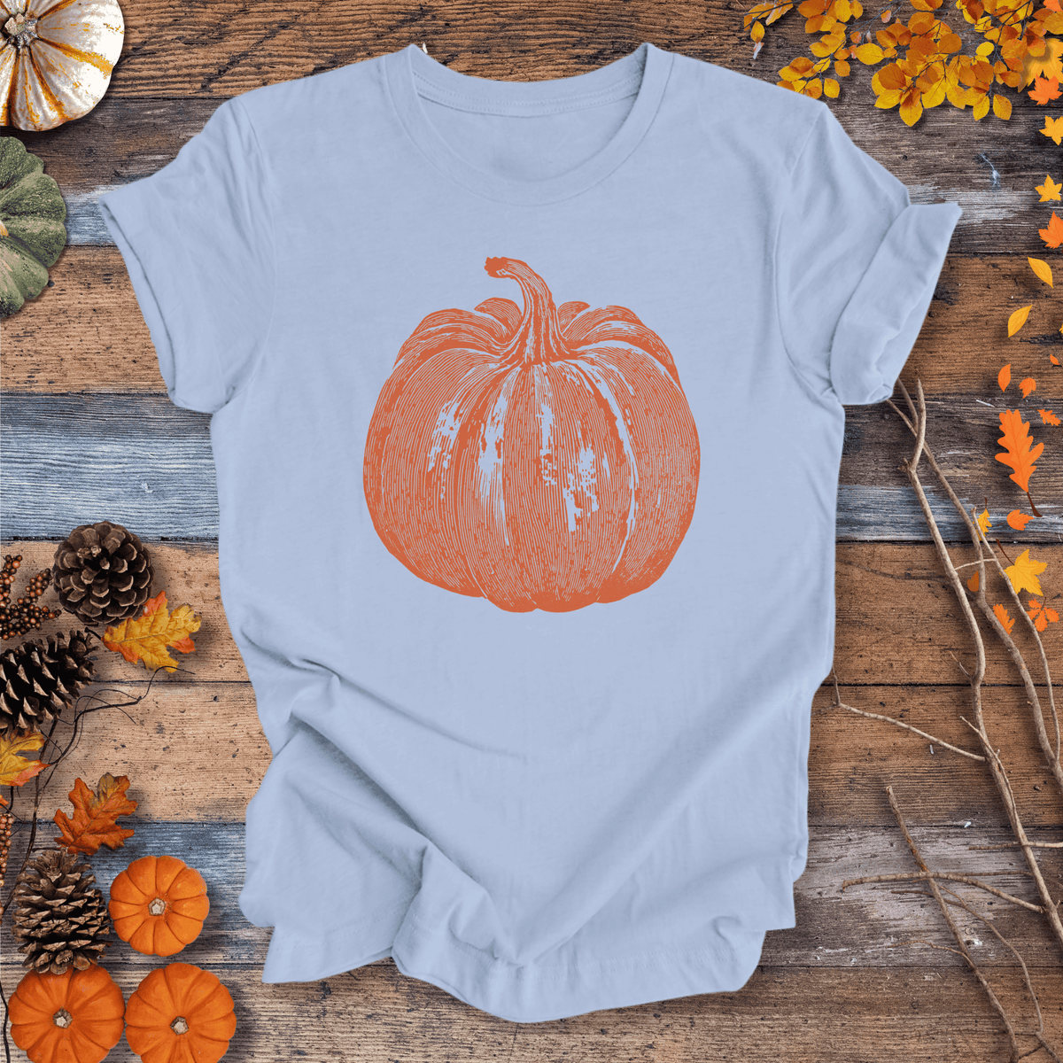 Pumpkin Vibes Fall T-Shirt – Vintage Autumn Graphic | Unisex Cotton Gift For Plant Lover