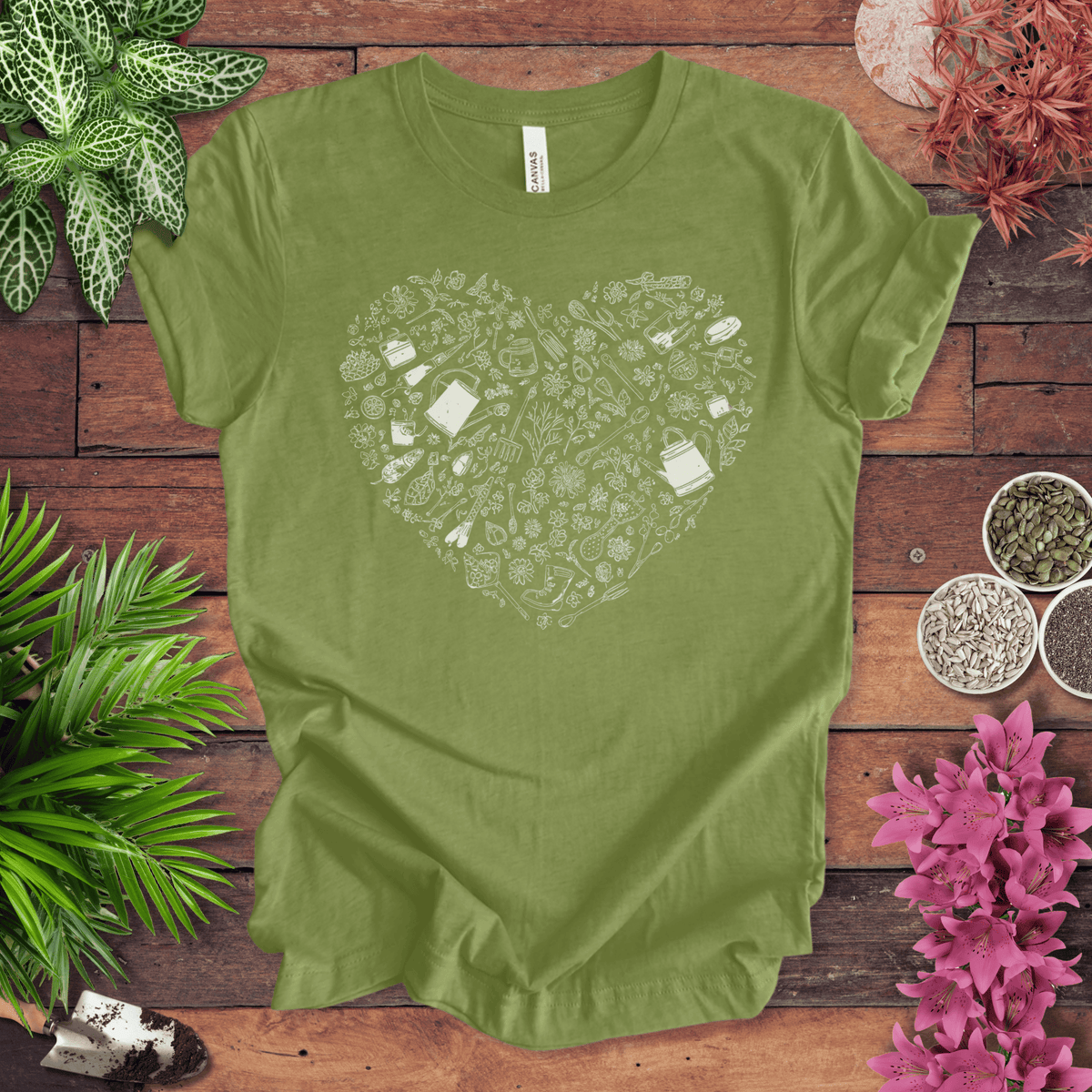 Gardening Tools T-Shirt – Botanical Garden Tools Heart Graphic Tee Gift For Plant Lover