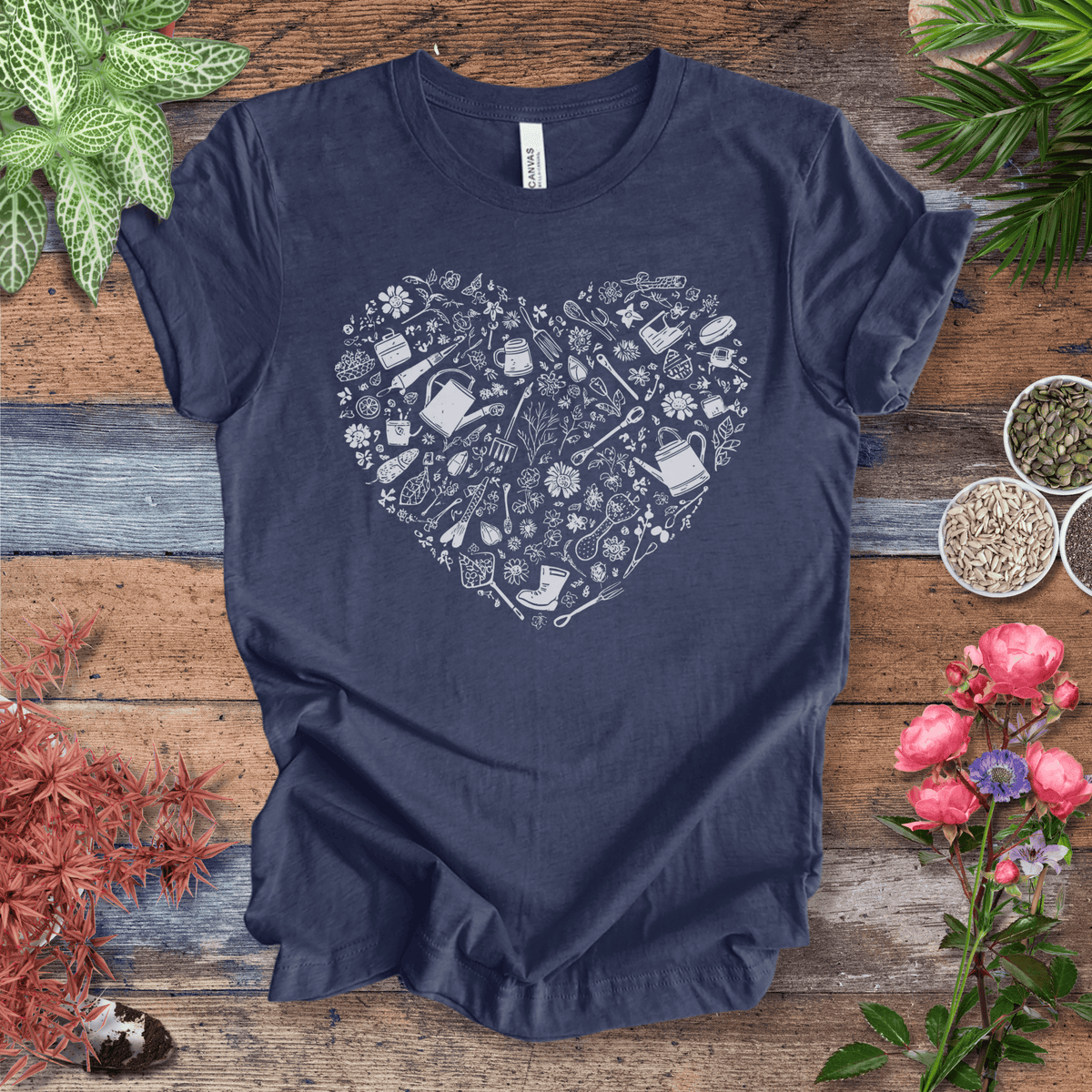 Gardening Tools T-Shirt – Botanical Garden Tools Heart Graphic Tee Gift For Plant Lover