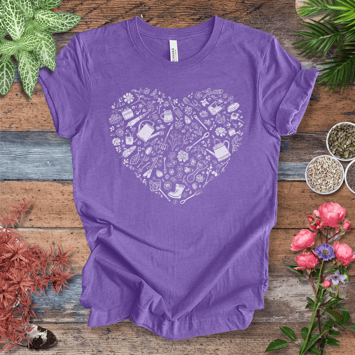 Gardening Tools T-Shirt – Botanical Garden Tools Heart Graphic Tee Gift For Plant Lover