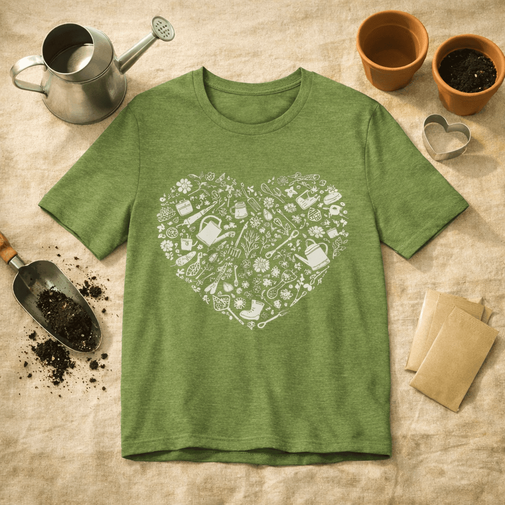 Gardening Tools T-Shirt – Botanical Garden Tools Heart Graphic Tee Gift For Plant Lover