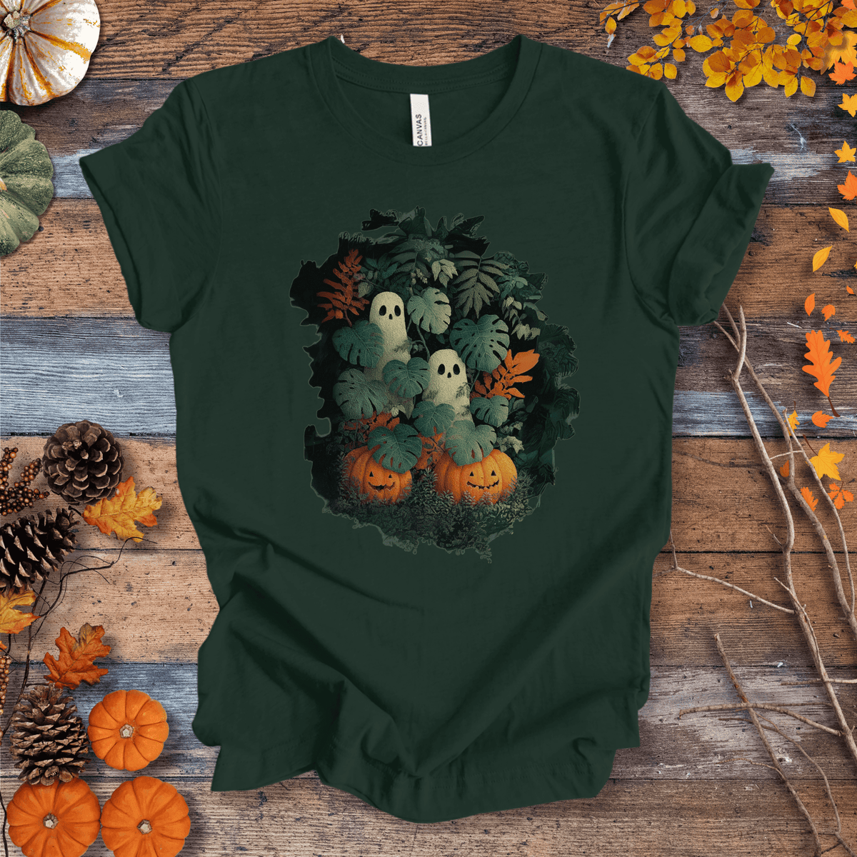 Monstera Ghosts & Pumpkins – Halloween Houseplant Shirt (Unisex) T-shirt Gift For Plant Lover