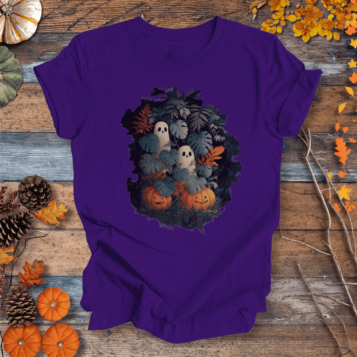 Monstera Ghosts & Pumpkins – Halloween Houseplant Shirt (Unisex) T-shirt Gift For Plant Lover