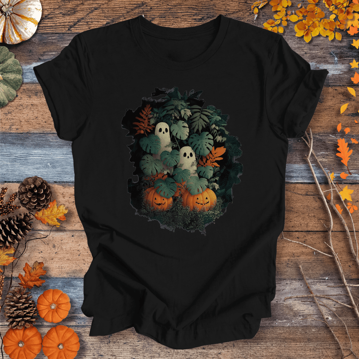 Monstera Ghosts & Pumpkins – Halloween Houseplant Shirt (Unisex) T-shirt Gift For Plant Lover