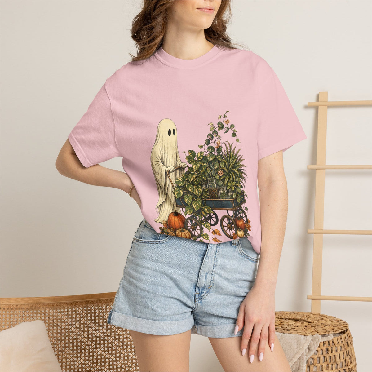 Ghost Plant Cart T-Shirt - Cute Halloween Garden Art Gift For Plant Lover