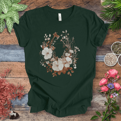 Rustic Floral Wreath Botanical T-Shirt Gift For Plant Lover