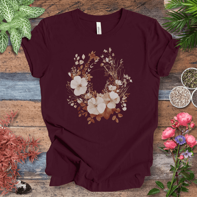Rustic Floral Wreath Botanical T-Shirt Gift For Plant Lover