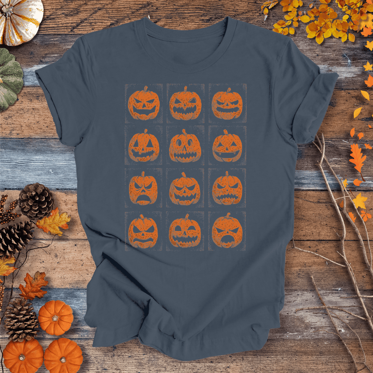 Jack-O’-Lantern Faces Halloween Shirt – Vintage Pumpkin Tee Gift For Plant Lover