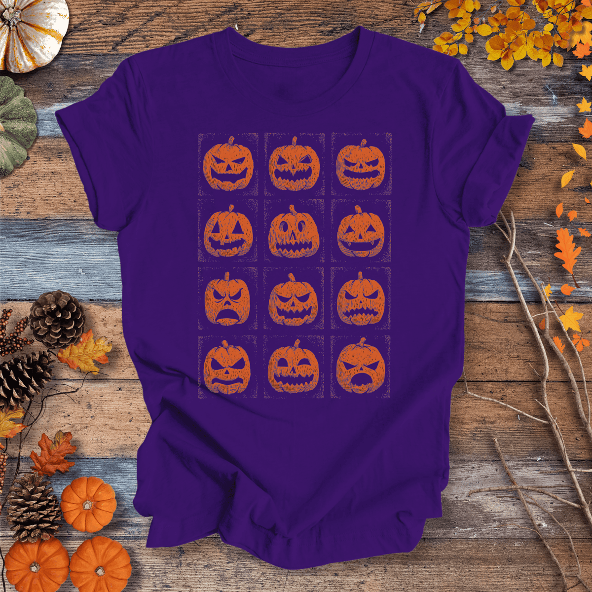 Jack-O’-Lantern Faces Halloween Shirt – Vintage Pumpkin Tee Gift For Plant Lover